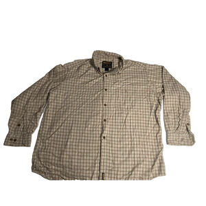 Woolrich casual thicker flannel tan brown check pattern Mens button shirt XL